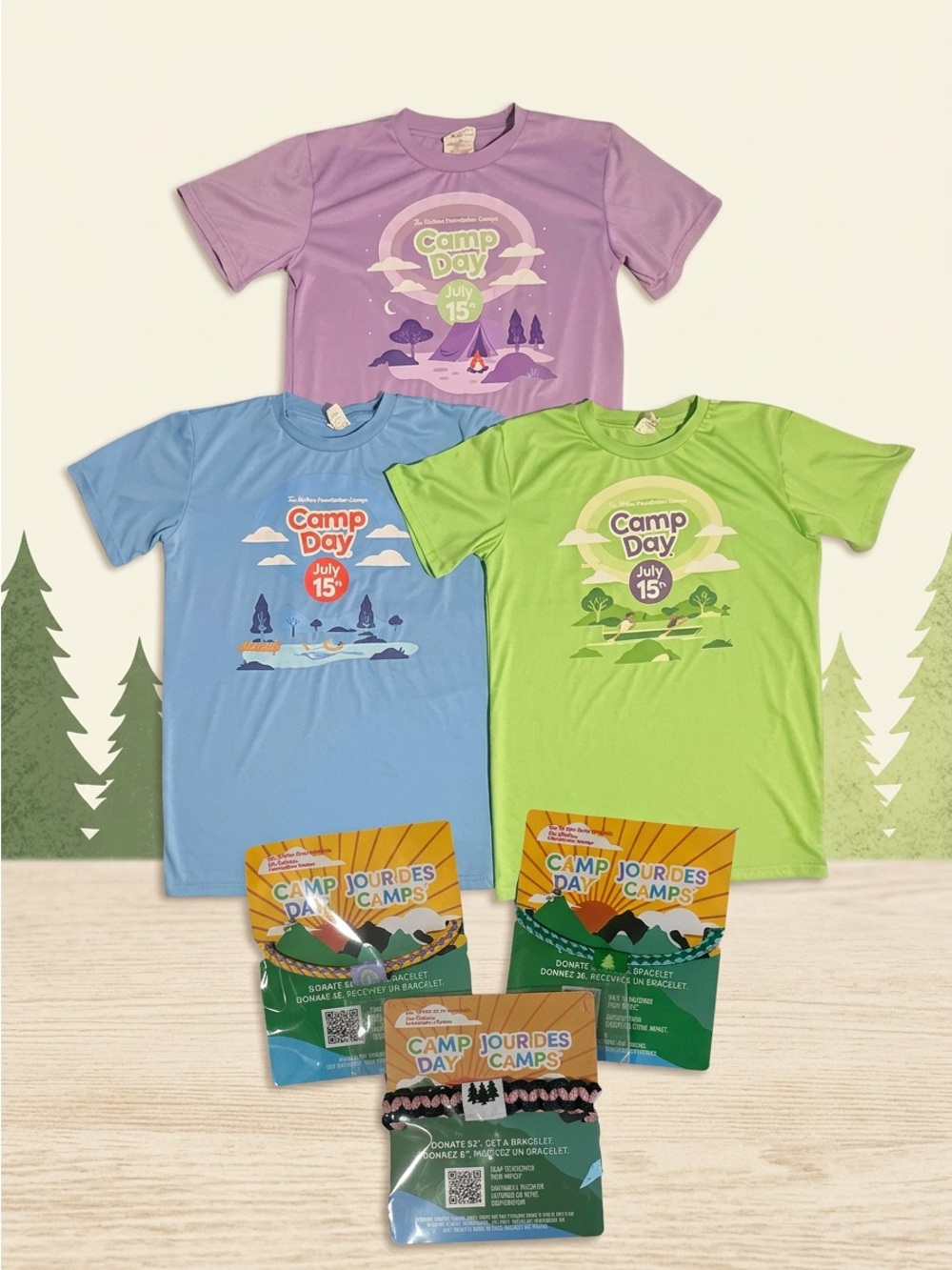 Tim Hortons Camp Day Staff Crew Shirts Small Lot 3 W/ 3 Sealed Bracelets 2025/26
